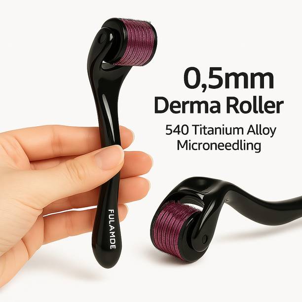 FULAMDE Derma Roller System 0 Point 5 mm Derma Roller Men & Women Titanium Alloy Micro Needles Treating Skin Tightning(0.5mm)
