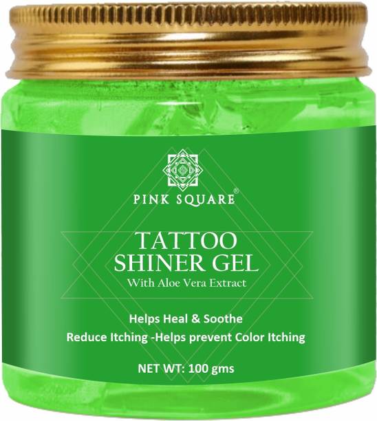 Pink Square Tattoo Shiner Gel with AloeVera Extract Heals Skin Pack 1 of 100G