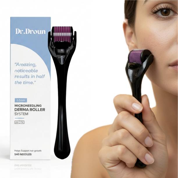 Dr.Droun Derma Roller 0.5mm with 540 Titanium needles | Promotes strong hair & beard growth