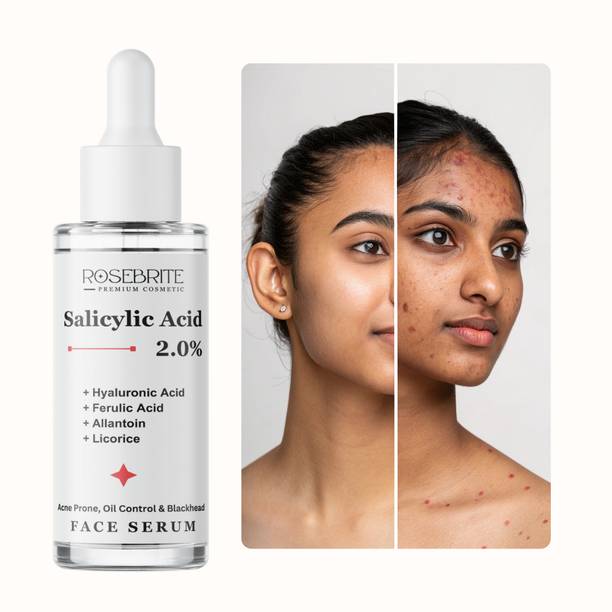RoseBrite Salicylic Acid Bright Clear Serum with Hyaluronic Acid, Ferulic Acid, Allantoin & Licorice for Pore Care & Even Skin