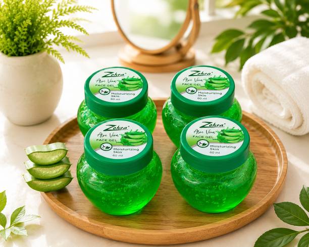 Zohra Pure Aloe Vera Ayurvedic Face Gel | Multipurpose Beauty Gel For Skin And Hair Pack Of 4