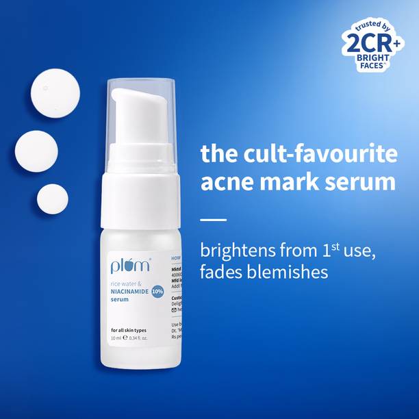 Plum 10% Niacinamide Brightening Face Serum with Rice Water|Brightens Skin from 1st Use|For All Skin Types