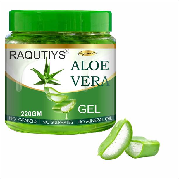 RAQUITYS 100% Pure Aloe Vera Gel with Vitamin E | Soothing Gel for Skin and Hair (220GMl)
