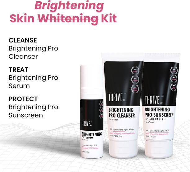 ThriveCo Advanced Brightening Pro Kit for Women | A Full-Spectrum Skincare Solution with Cleanser, Serum & SPF 50+ Sunscreen