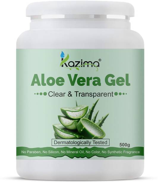 Kazima Pure Natural Aloe Vera Gel (500 Gram) - Ideal for Skin Treatment, Face, Acne Scars, Hair Treatment