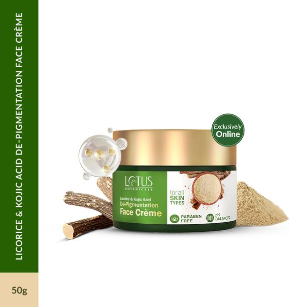 Lotus Botanicals Licorice & Kojic Acid De-Pigmentation Face Cream, Helps Reduce 