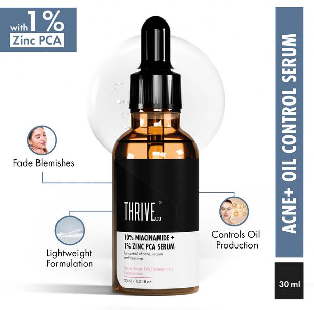 ThriveCo Niacinamide Serum with Zinc PCA | Reduces Acne Marks & Blemishes | Minimizes Pores | Oil Control Face Serum for Oily Skin | For Men & Women
