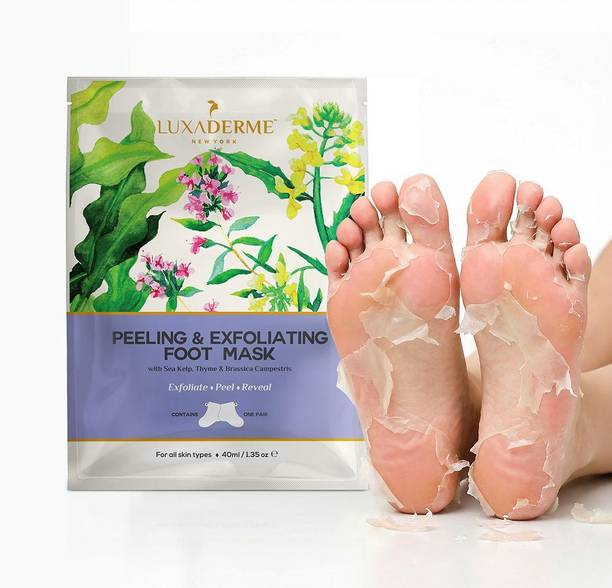 LuxaDerme Korean Foot Peeling Mask | Dead Skin Remover | Glycolic Acid | Baby Soft Feet