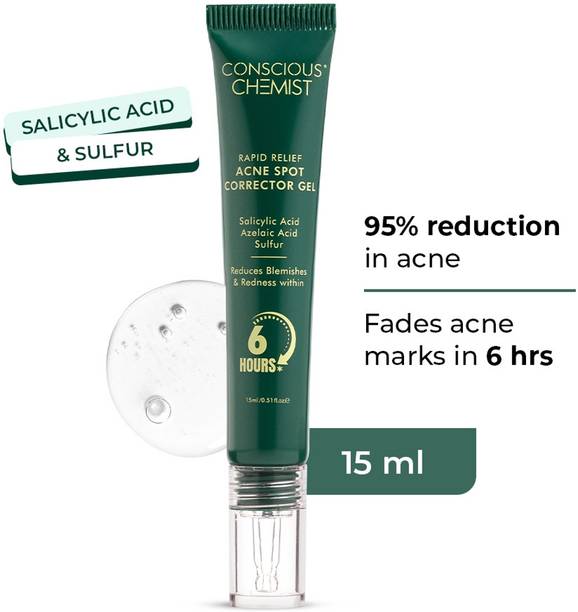 Conscious Chemist Rapid Relief Acne Spot Corrector Gel | Triple-Action Treatment with 2% Salicylic Acid & Azelaic Acid | Clears Pimples, Reduces Redness & Fades Dark Spots | For Men & Women