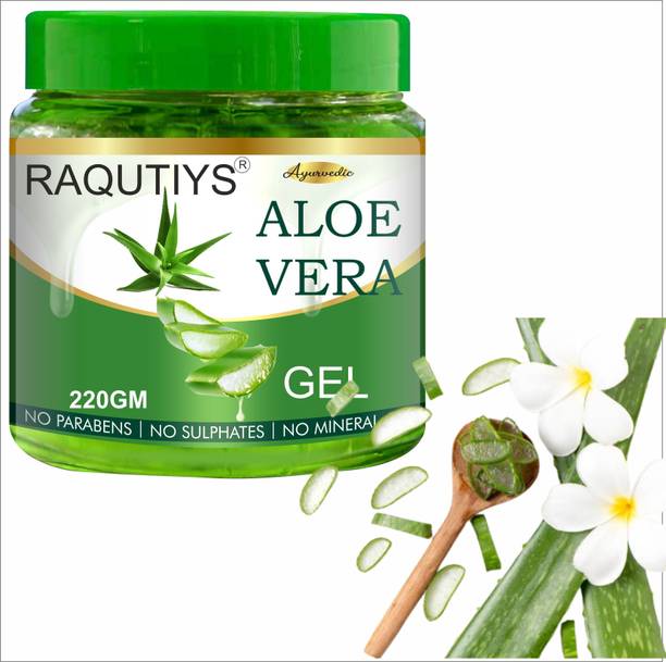 RAQUITYS 100% Pure Aloe Vera Gel with Vitamin E | Soothing Gel for Skin and Hair (220GM)