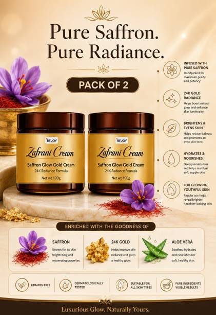 Bejoy Saffron Infused Luxury Face Cream for Glowing, Smooth & Even Skin Tone Pack of 2