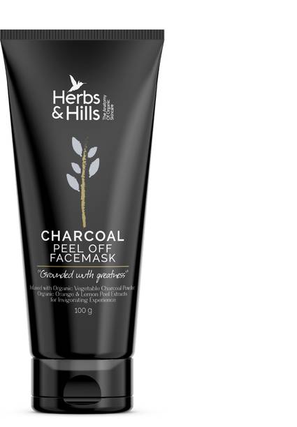 Herbs & hills Charcoal Peel Off Face Mask Made with Organic Vegetable Charcoal 100 g