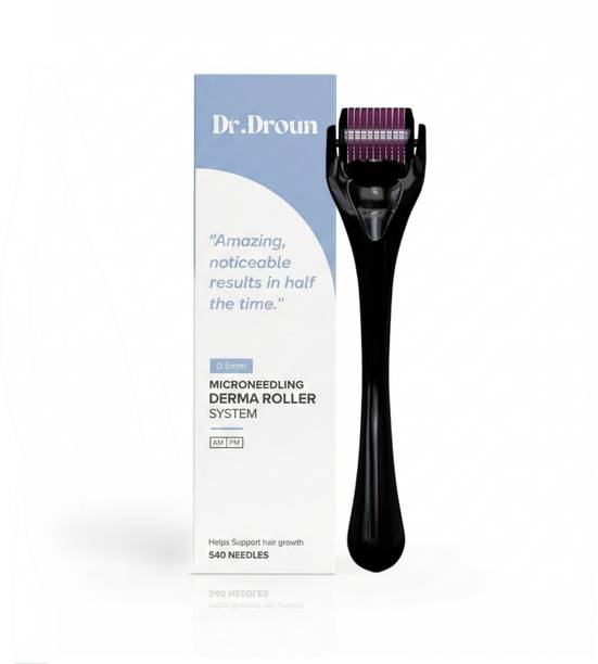 Dr.Droun 0.5mm Derma Roller for Hair Growth & Beard – Stainless Steel Microneedle Skin Roller