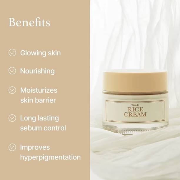 VAVEDO Korean Rice Cream, Korean Skincare, rice bran essence with ceramide