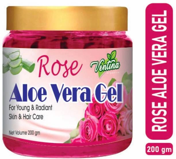 Ventina Organics 100% Pure Rose Aloe Vera Gel for Beautiful Skin & Hair