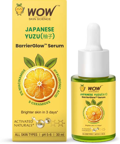 WOW SKIN SCIENCE Japanese Yuzu + Vitamin C with 5 Ceramides BarrierGlow™ Brightening | 500X Vitamin C Power | Supports Skin Barrier & Hydration | For Dull, Uneven Skin |