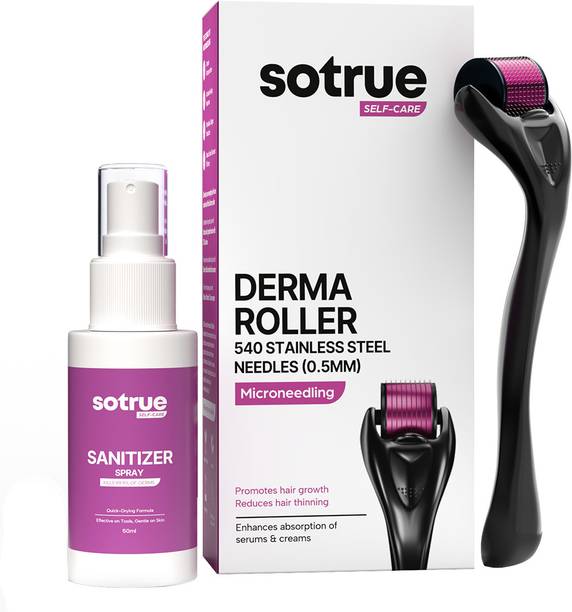 Sotrue Derma Roller For Hair Growth 0.5 mm with 540 Stainless Steel Needles | Repairs Damaged Hair, Activates Hair Follicles | For Hair Fall & Hair Thickening | Reduces Acne Scars