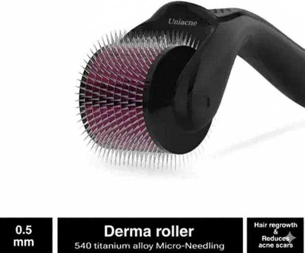 UNIACNE Derma roller 0.5mm for hair & beard growth| 0.5 mm Titanium 540 micro needles