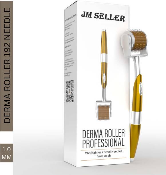 JM SELLER 1.0 mm Derma Roller Titanium Alloy Needles Roller for Acne Skin Hair Loss, Gold