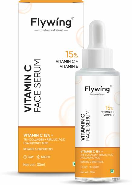 flywing 15% Vitamin C + E Face Serum For Glowing Skin | Vit C Serum with Blueberry Fruit Extract & Hyaluronic Acid | Fades Dark Spots | For All Skin Types