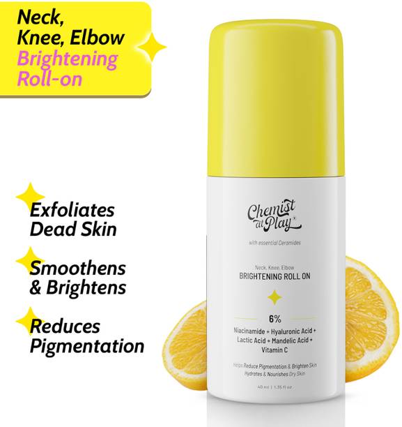 Chemist at Play Vitamin C Neck Knee Elbow Brightening Roll On | Skin Whitening for Men & Women