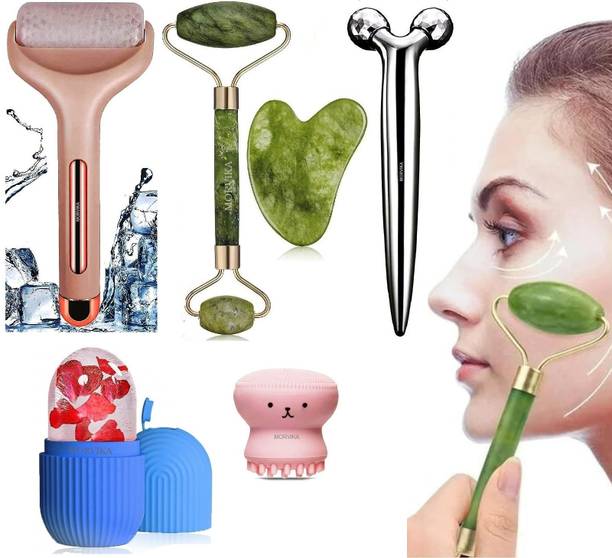 MORVIKA JADE ROLLER, ICE ROLLER, 3D MASSAGER, OCTOPUS BRUSH, GOLDEN ICE ROLLER