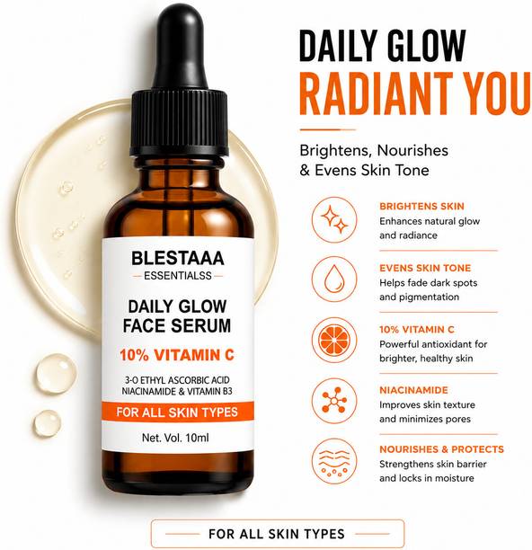 blestaaa essentialss 10% Vitamin C Face Serum for Dark Spots, Glow & Even Skin Tone Care