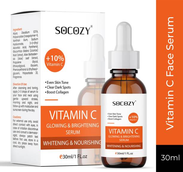 SOCOZY 10% Vitamin C Face Serum for Oily Skin | Women & Men | Skin Brightening