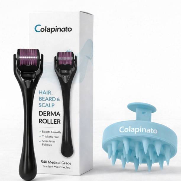Colapinato Derma Roller 0.5mm with Scalp Massager Hair Growth Combo Kit