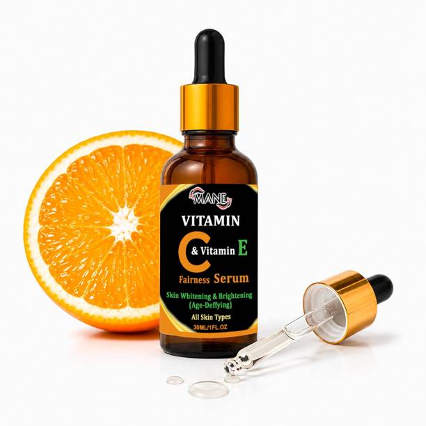 Mane Unisex Vitamin C Skin Brightening, Anti Aging, Spotless Skin,Sun Protection, Under Eye Circles, Facial Serum with Vitamin E and Hyaluronic Acid