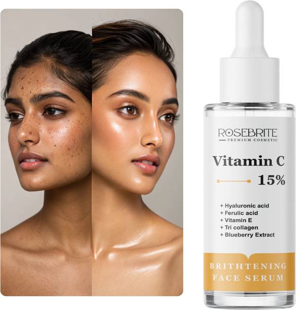RoseBrite Luxury Vitamin C Serum with Hyaluronic Acid, Ferulic Acid, Vitamin E & Collagen Complex for Radiant, Even, Plump Skin