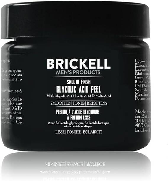 Brickell Men's Smooth Finish Glycolic Acid Peel For Men,Anti-Aging Peel for Wrinkles