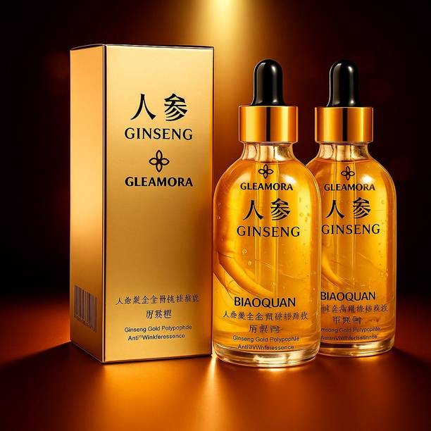 Gleamora ginseng gold polypeptide anti ageing serum Blackhead & Pigmentation Removal Anti Wrinkle Serum Reduce Fine Lines Skin Care All Skin type Pack Of 2