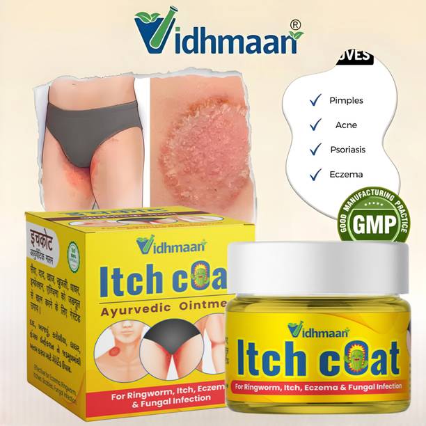Vidhmaan Ayurvedic Itchcoat Malam for Itching, Rashes, Eczema, Acne, Ringworm, Boils, Allergy, Burn Marks, Crack Heel, Foot care, Fungal Infection, pigmentation, dryness & All types of skin infection with Aloe Vera Turmeric Saffron Sandalwood All Skin Types Men & Women