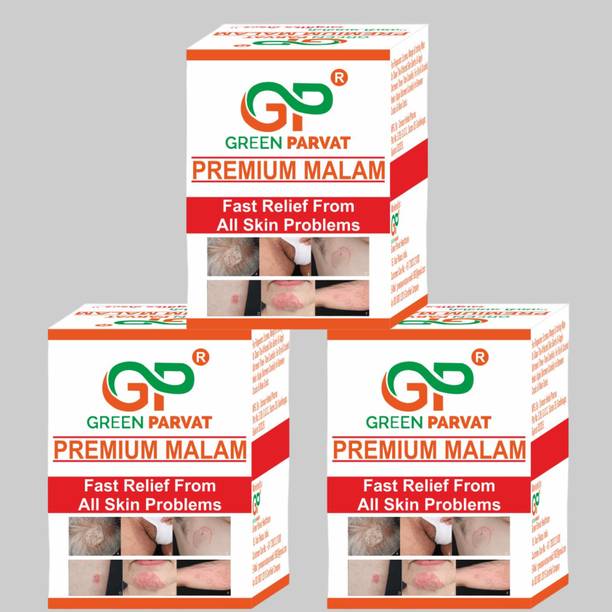 Green parvat Premium Malam | Ayurvedic Cream for Dad, Khaj, Ringworm, Itching, Eczema & Fungal Infections (Pack of 3 x 20gm)