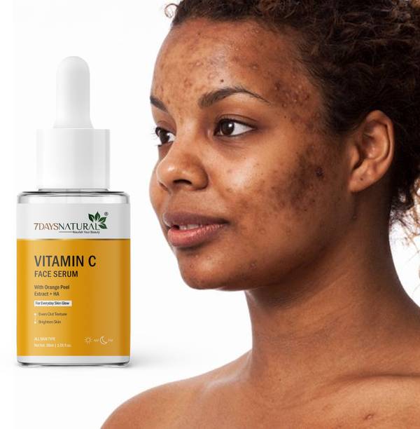 7days natural Vitamin C + Hyaluronic Acid Serum for Radiant Skin, Reduces Dark Spots & Fine Lines | Fades Pigmentation & Evens Skin Tone | Daily Glow & Spot Correction | Brightens, Firms & Moisturizes Skin