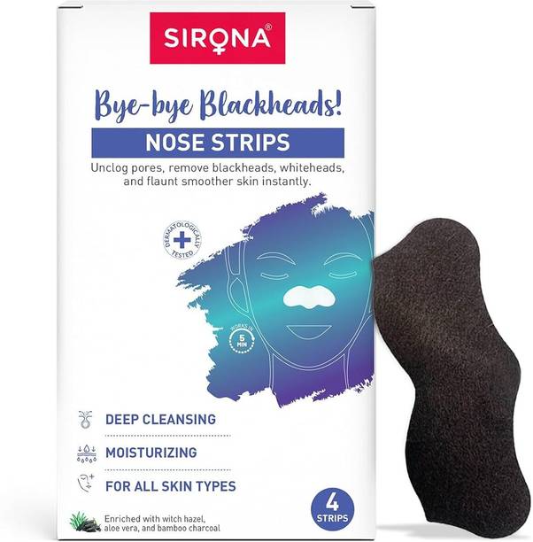 SIRONA Blackhead Remover Bamboo Charcoal Nose Strips for Women - Pack of 4