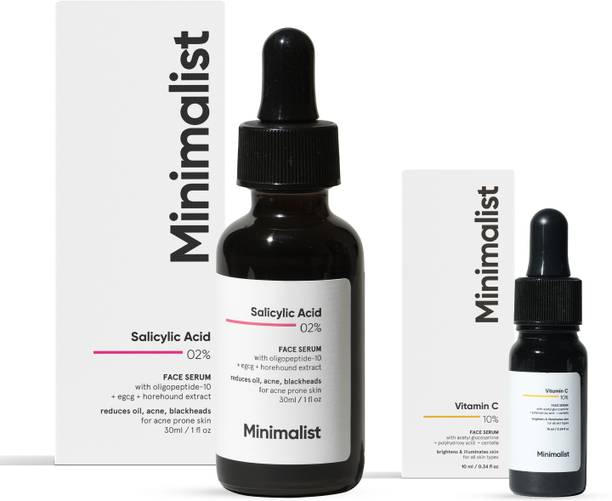 Minimalist Salicylic serum + Vitamin C face serum mini | Acne/Pimple control and Skin Brightening Duo