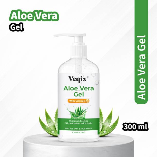 veqix Natural Raw Aloe Vera Gel Ideal for Skin Care, Face, Acne Scars Pack of 3