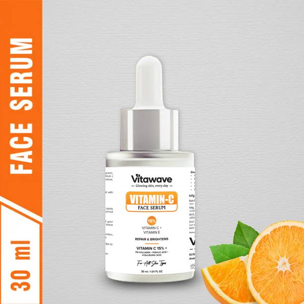 vitawave Vita C+E Advanced Serum 15% Vitamin C with Hyaluronic Acid & Tri-Collagen | Brightening, Anti-Aging, and Dark Spot Treatment | For All Skin Types