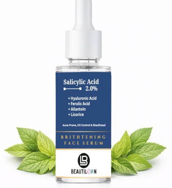 beautiloon Brightening Salicylic Acid Hyaluronic Acid Ferulic Acid Allantoin Licorice Serum for Uneven Tone Dark Spots Smooth Radiant Hydration Daily Use (30 ml)