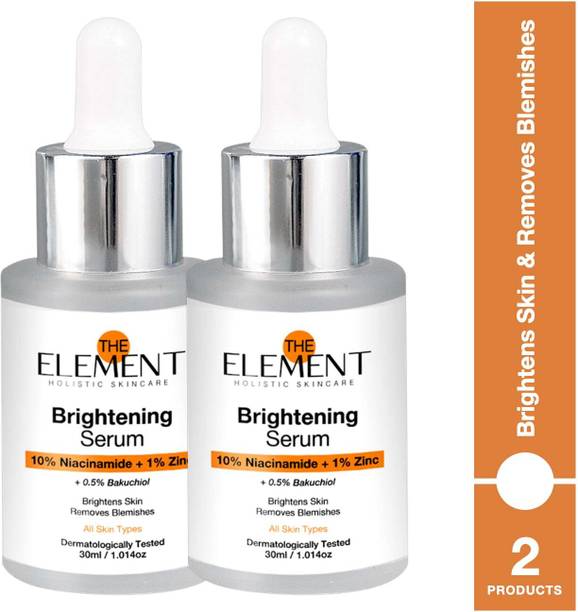 the element 10% Niacinamide Serum with 1% Zinc PCA, 0.5% Bakuchiol, Moringa & Tulsi Extract | Brightening Face Serum for Glowing Skin, Acne Marks, Dark Spots, Pigmentation & Oily Skin