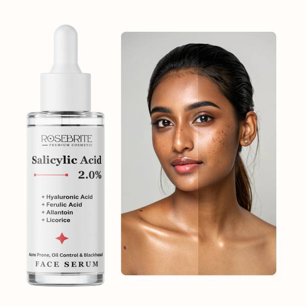 RoseBrite Salicylic Acid Hyaluronic Acid Ferulic Acid Allantoin Licorice Face Serum for Daily Use, Bright Skin, Radiant Glow & Acne Care