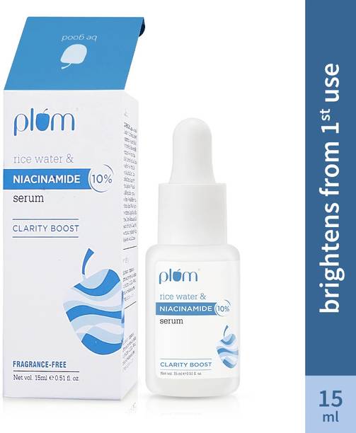 Plum 10% Niacinamide & Rice Water Face Serum | Clear & Bright Skin | Dermat-Tested