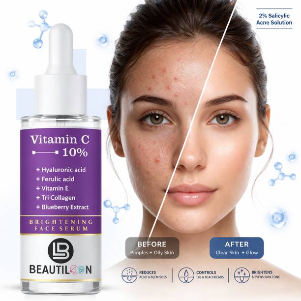 beautiloon Vitamin C Serum for Face Glow with Hyaluronic Acid, Vitamin E and Ferulic Acid for Smooth Healthy Radiant Skin