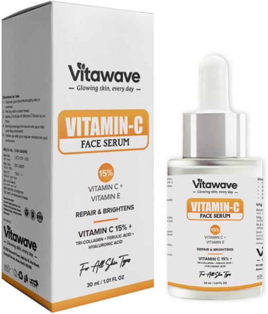 vitawave Vitamin C Face Serum, 15% with Tri-Collagen Vita C+E and Hyaluronic Acid, Repair and Brighten glowing bng