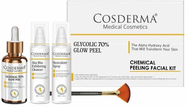 COSDERMA Glycolic 70% Glow Peel - Deep Exfoliation & Skin Renewal | Chemical Peeling Facial Kit