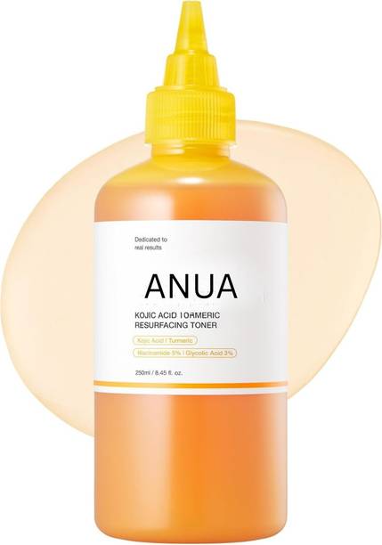 ANUA Kojic Acid Turmeric Smoothing Toner for Face & Body | Lightweight Toner for Balancing Uneven Skin Tone & Texture | Niacinamide, Glycolic Acid for Clear Glass Skin | 8.45 fl.oz