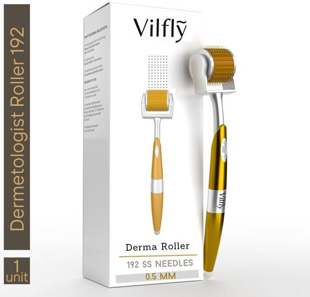 VILFLY Premium Golden 0.5mm derma roller 192 Microneedl for Hair Regrowth & Skin Rejuvenation