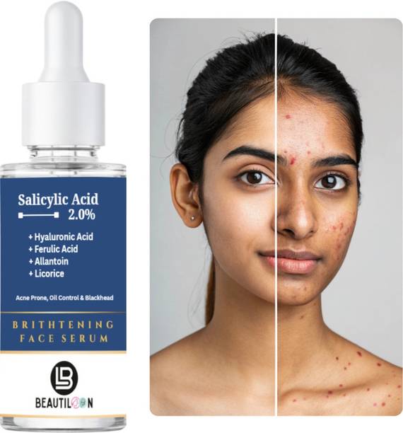 beautiloon Salicylic Acid Face Serum 2% Acne Treatment Formula for Oily Skin with Oil Control Pimple Removal & Deep Pore Cleanser